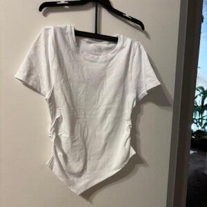 OQQ Women's Tank Tops Ruched Crew Neck Sleeveless Basic Stretch Tee Shirt Size L